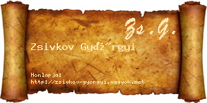 Zsivkov Györgyi névjegykártya